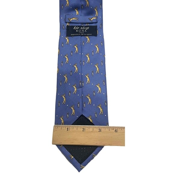 Tie Shop Roma Italy Yellow Blue 100% Silk Golf Themed 3.75" Necktie - Picture 2 of 3